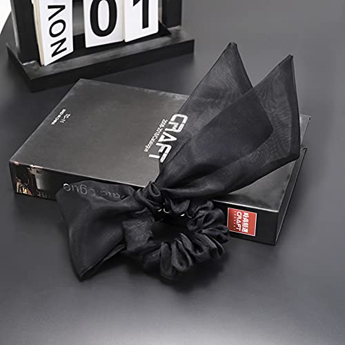 2 Pieces Large Organza Bow Scrunchies Hair Bow Ties Soft Elastic Bowknot Hair Ties Ponytail Holder Hair Accessories Gifts For Women Girls(Mixcolor 5) #TOP3