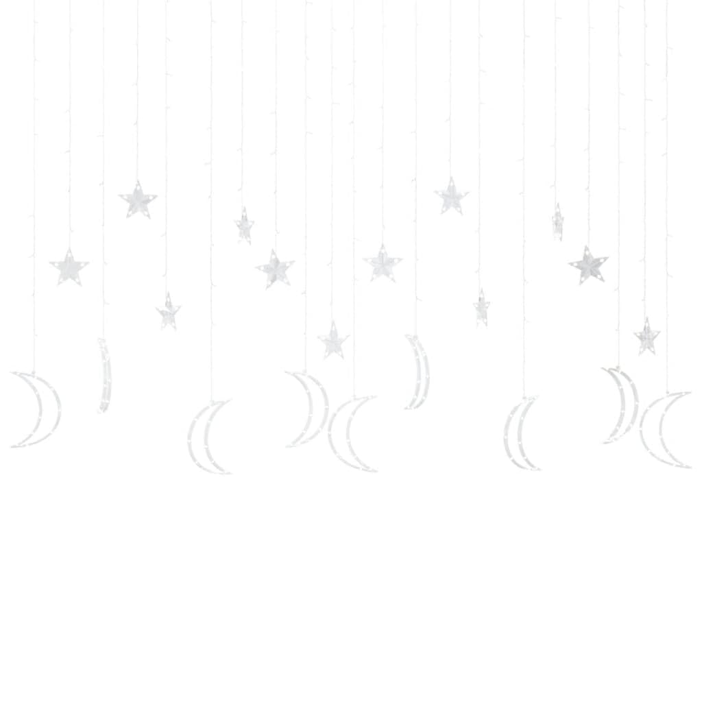 Home Outdoor OthersStar and Moon - Guirnalda de luces con mando a distancia, 345 LED, multicolor