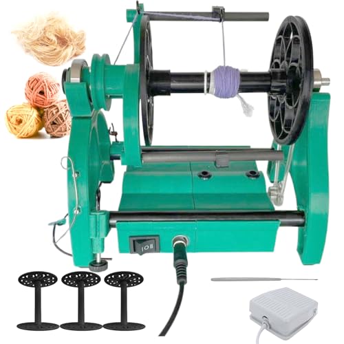 Electric Yarn Spinner Kit with Foot Controller & 3 Bobbins, Small Yarn Winder with Forward & Reverse (Green-4oz)