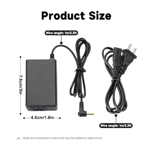 Image of Replacement PSP Charger AC Adapter 5V Compatible with Sony PSP 1000 PSP Slim & Lite 2000 3000 PSP-110 PSP-1001 Series PSP-1001, 2001, PlayStation 3001 E-1000 L-Shape Replacement Sony Power Cord