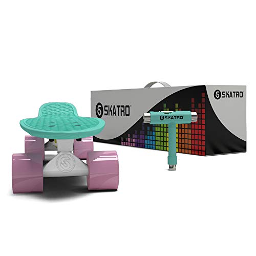 Skatro - Mini Cruiser Skateboard. 22x6inch Retro Style Plastic Board Comes Complete. Model: Mint Bliss