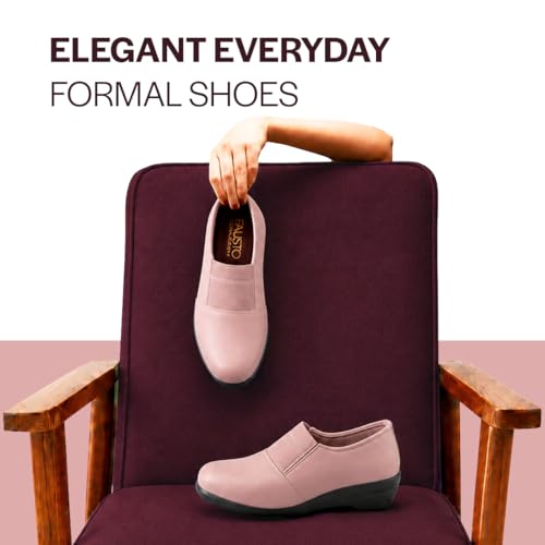 Image of FAUSTO Women Classic Formal Slip On Shoes | Platform Heel Shoe for Office Meeting Events | Easy Pull On Shoes with All Day Comfort