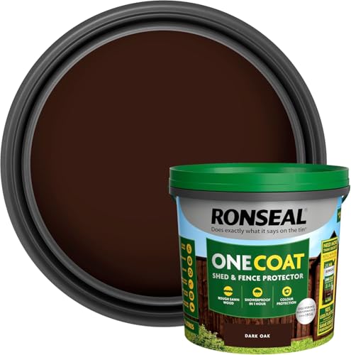 One Coat Fence Life Paint – 5L Dark Oak – Durable, Weatherproof Wood Paint for Fences & Sheds – One Coat Coverage – Fade-Resistant, Quick-Drying Outdoor Protection