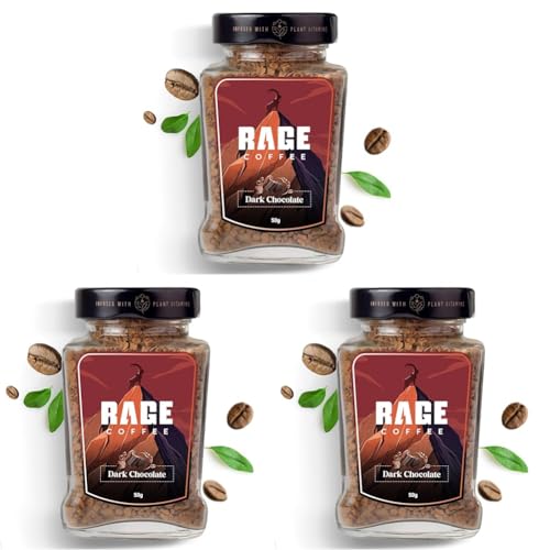 Image of RAGE COFFEE Dark Chocolate - Premium Arabica Instant Granule Coffee Bottle (Make Delicious Hot /Cold) (Pack Of 3),50 Gram