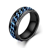 Udolfly Mens Fidget Spinner Rings Anxiety Ring Stress Relief Chain Rings Titanium Stainless Steel Ri