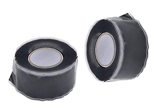 TUKA-i-AKUT 6m Cinta Silicona Autofusión, Impermeable Autoadhesiva Cinta para Aislante Sellador, Reparar Tuberías de Emergencia Fugas de Manguera de Agua Cables Eléctrico, Negro, 25mm x 6m (2x3)