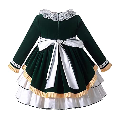 Pettigirl Girl Vintage Autumn Winter Green Christmas Long Sleeve Casual Clothes Toddler Formal Festival Fashion Dresses2