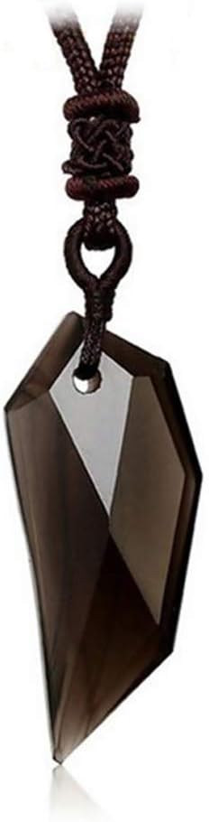 Black Obsidian Hexagram Natural Stone Necklace Translucent Ice Obsidian Wolf Tooth Amulet His and Hers Couples Necklace Lucky Love Pendant Necklace for Men Women