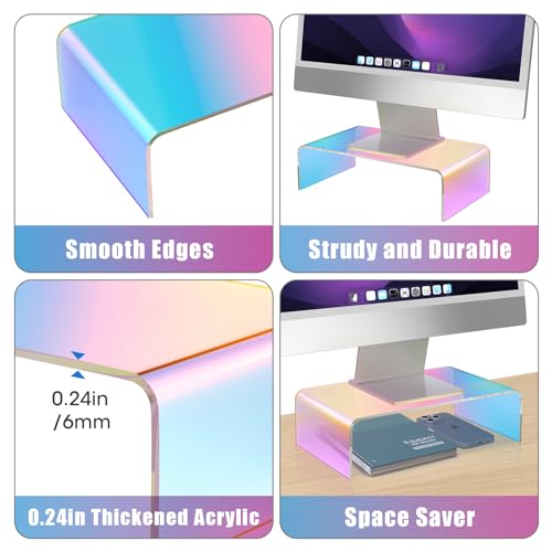 Support de moniteur acrylique irisé ergonomique NiHome pour bureau et PC - 6