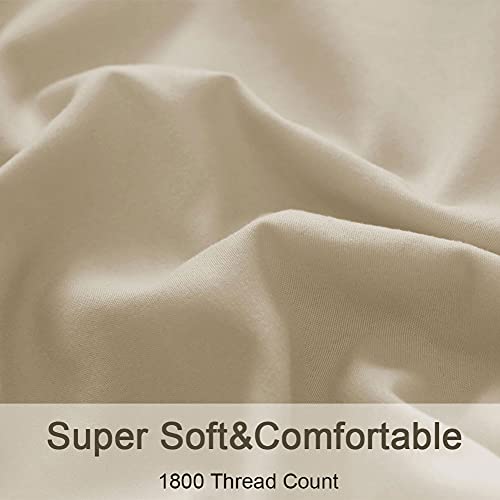 Sonoro Kate Bed Sheet Set Super Soft Microfiber 1800 Thread Count Luxury Egyptian Sheets Fit 18-24 Inch Deep Pocket Mattress Wrinkle-4 Piece (Beige, King) #TOP5
