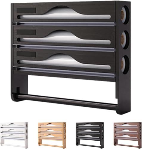 MLordoarf Distributeur Aluminium Et Film Alimentaire avec Porte Sopalin Cuisine, Distributeur Film Alimentaire avec Coupeur, Derouleur Papier Alimentaire...