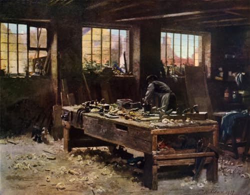 Impression toile l'atelier du menuisier affiche art mural moderne 60x90