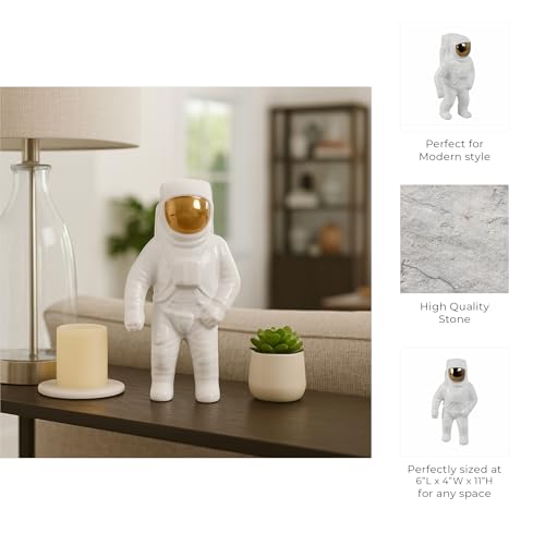 Figura decorativa astronauta de cerámica blanca 11 pulgadas miniatura 5