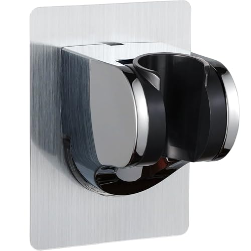 lofekea Strong ABS Adhesive and Waterproof Adjustable Handheld Shower Head Holder Wall Mount Bracket (Silver, 3.9 x 3 x 1.9 inches)