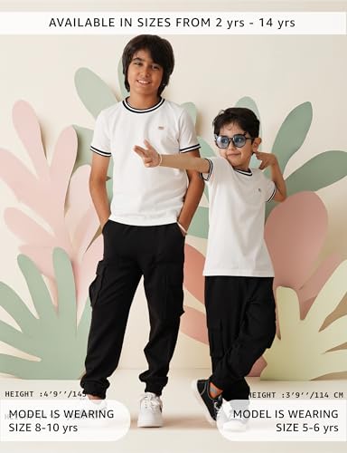 Image of Amazon Brand - Symbol Kids Boys Cotton Blend Solid Cargo Track Pant