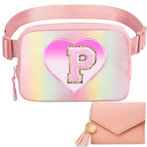 Image of girls fanny pack 6 8 - Initial Belt Bag,Fashion Mini Waist Packs with Adjustable Strap,Girls Crossbody Bags with Initial Letter P