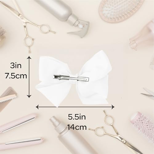 Pinza con moño de grosgrain de 5.5 pulgadas blanca miniatura 5