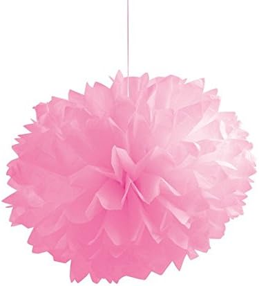 Club Pack of 36 Cotton Candy Pink Fluffy Hanging Tissue Ball Party Decorations 16"