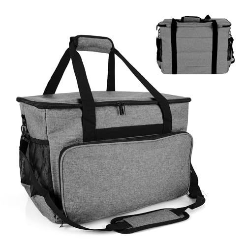 WENLISELL 18 Inch Sewing Machine Case Grey Sewing Machine Tote Bag with Pockets and Handles Portable Universal Sewing Machine Carrying Case