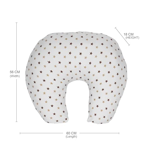 Image of Adjustable Baby Breastfeeding Pillow, Nursing Pillow, Maternity Feeding Pillow with Detachable Cover 0-24 Months Breastfeeding 24 x 22 x 6 inches (White Star)