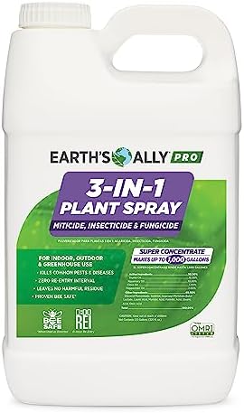 Earth's Ally 3-in-1 Plant Spray 2.5 Gal Concentrate for Pests and Disease - Organic Insecticide, Fungicide, Miticide - OMRI Listed for Indoor Houseplants and Outdoor Garden - Safe for Bees, Kids, Pets