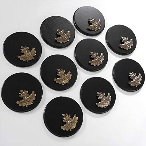 GTK - Geweihe & Trophäen KRUMHOLZ 10 Placas de cuña para Armas, Redondas, oscuras, AF 17 cm, con 10 Hojas de Roble Grandes