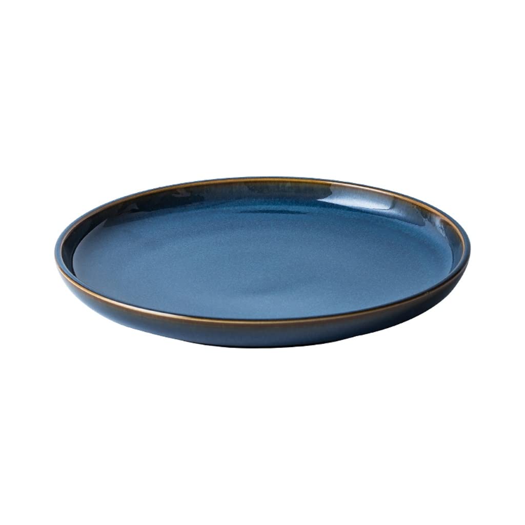 ARZARF Stackable Dinner Plates Serving Plate Tray Ceramic Plate Creative Tableware Plate Restaurant Steak Plate Flat Plate Dessert Dishes Plates (Color : Grey, Size : 24cm)