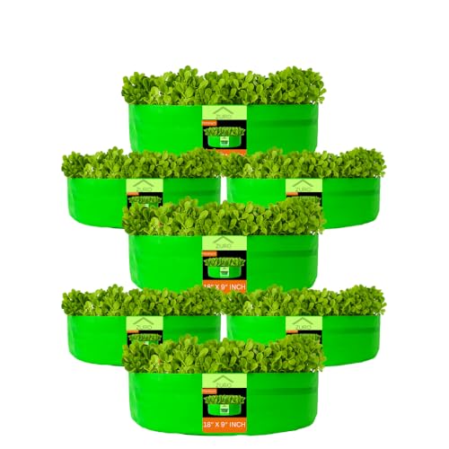 Image of Kingwell grow bags 18x9 inches pack of 7 Grow Bag For Terrace Garden Leafy Vegetable Plant Grow Bags Fruits Growing Containers For terrace Gardening