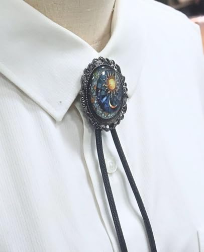 Image of PEARLY JUN Bolo Tie for Women Men Flower Rose Western Cowboy Brown Leather Country Style String Vest Gifts