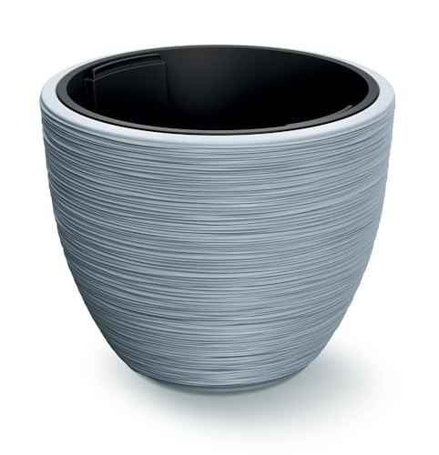 Tymar Blumentopf mit Einsatz, Blumenkübel aus Kunststoff, Übertopf, Pflanzkübel Gross(DBFU Grau,ø 30 cm)