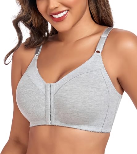 DotVol Women's Front Closure Cotton Wireless Unlined Comfort Everyday Bra2