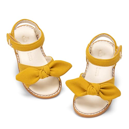Image of THEE BRON Toddler Girls Sandals Wedding Flower Girl Dress Shoes Open Toe Flats