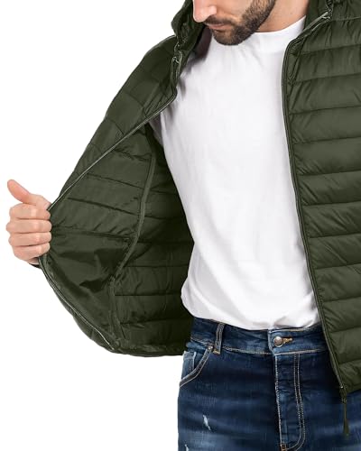 Image of Polu Men's Puffer Jacket with Hood Lightweight Windproof Water-Resistant Winter Down Jacket For Outdoor Hiking Camping