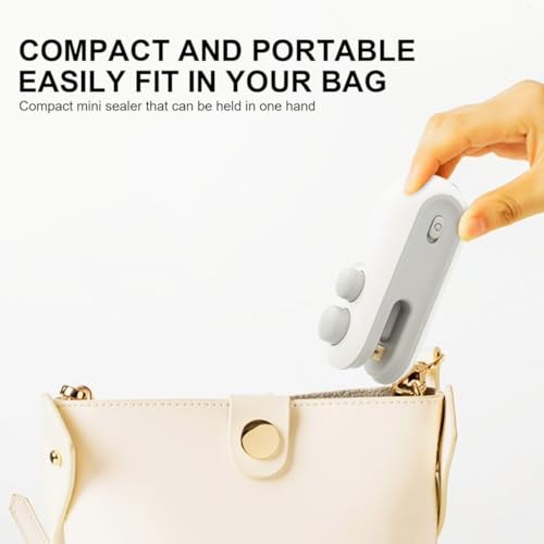Image of Portable Mini Bag Sealer - Handheld Plastic Bag Sealing Machine with Built-in Cutter and Magnet, Rechargeable, Seal Food, Snacks, Chips, Travel and Kitchen Bags