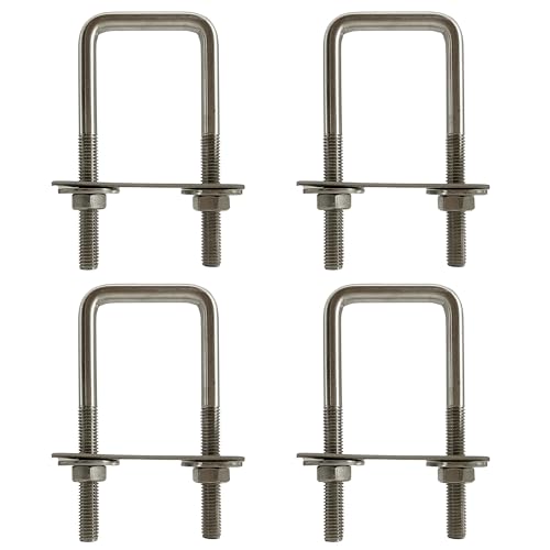 duoyif Boulons en U Carré 40 mm x 100 mm 4 Pcs U-Bolts M8, Diamètre intérieur 40 mm, U-Boulon en 304 Acier Inoxydable avec Écrou Cadre Rondelle, Boulons de...