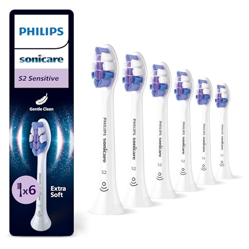 Philips Sonicare S2 Sensitive - têtes de brosse à dents de rechange d'origine, blanc, lot de 6, HX6056/87