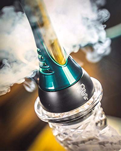 X-xyA Shisha Set Luxuxlegierung Glas Huka mit dem Silikon-Schlauch, Red Clay Bowl und Kohle Clip,Schwarz – Bild 7