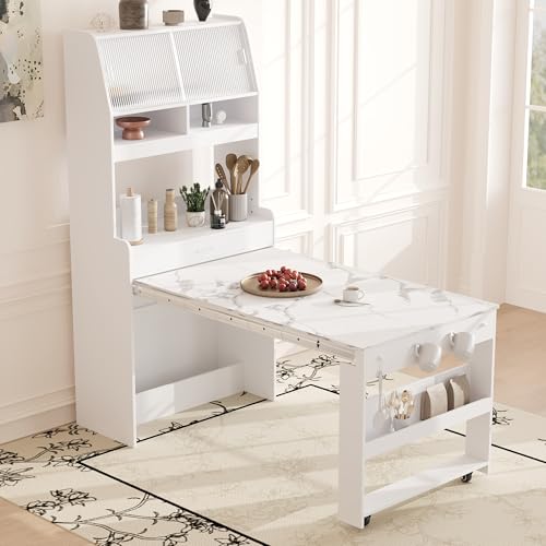 LUMISOL Space Saving Folding Dining Table, Multifunctional Cupboard with Storage