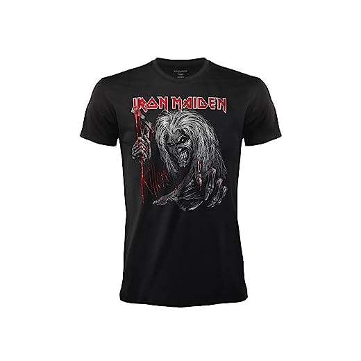Camiseta Iron Maiden Killers. Camiseta oficial Rock negra. Banda de metal pesado. Algodón. Unisex. Adulto Niño., Negro , L
