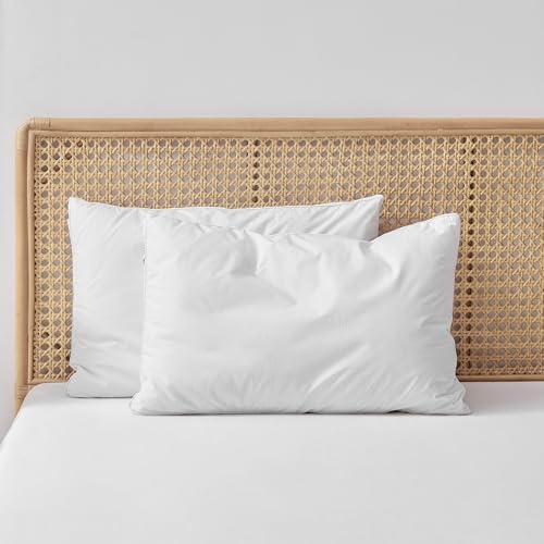 ESSN HealthGuard 2 Pack Pillows for Sleeping Low Profile Pillow Australian Standard Size - Hotel Collection Allergy Sensitive Soft Cotton Cover Top Anti-Dust Mite Antimicrobial Low Height Thin Pillow