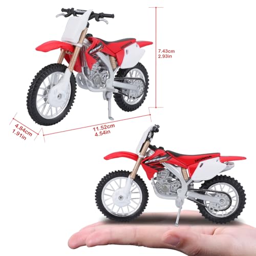 May Cheong Bburago Honda CRF450 Motorbike - Incredibly Detailed Die-Cast Replica Collectible Model - 1:18 Scale, Red