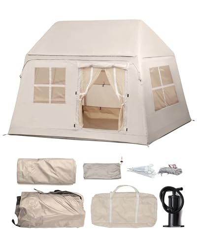 3-4 Person Inflatable Camping Tent Portable Air Cabin Blow...