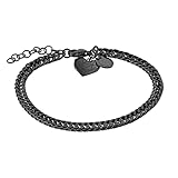 Armband aus Edelstahl mit Herzanhänger im grafischen Design und Panzerkette von LIEBESKIND BERLIN