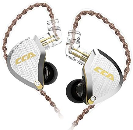 CCA C12 in-Ear Monitors, 5BA+1DD Hybrid HiFi Stereo Noise Isolating IEM Wired Earphones/Earbuds/Headphones with Detachable Tangle-Free Cable 2Pin for Musician Audiophile (Without MIC, Amber Gold)