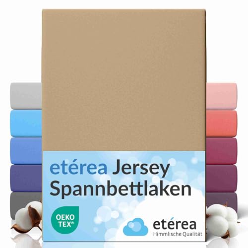 etérea Jersey Spannbettlaken 90x200cm - 100x200cm Taupe bis 25 cm Höhe - 100% Baumwolle Spannbetttuch Oekotex - Bed Sheets Leintuch Bettbezug - Bettlaken 90x200 cm - 100x200 cm - Braun