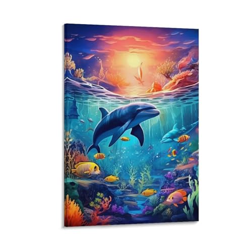 Affiche dauphin impression sur toile salon pour créer un havre de paix