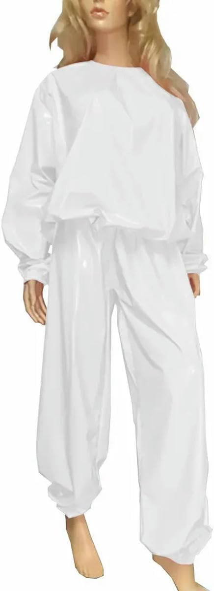 Pant Elastic Cuff Long Sleeve Top Loose Pants Patent Leather Outfits Unisex PVC Suit customizable