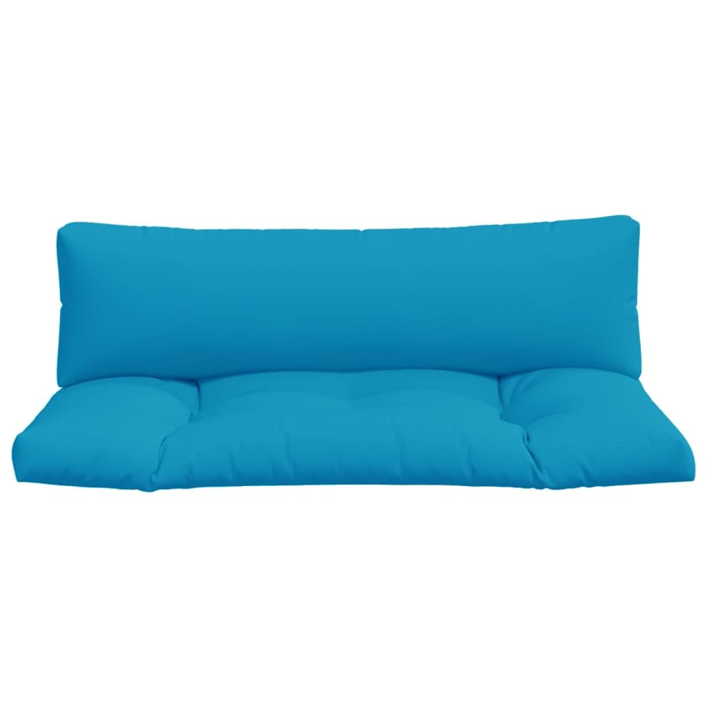 Cuscini per pallet, 2 pezzi, blu chiaro, in poliestere, cuscini per seduta e schienale, 110 x 58 x 10 cm, impermeabili, imbottiti, per giardino, balcone, terrazza, mobili per esterni, comodi