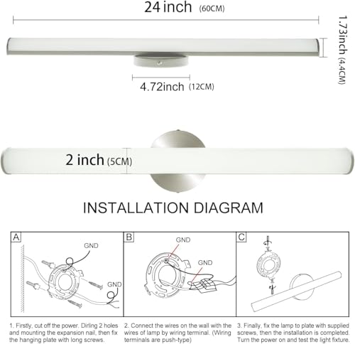 Image of OOWOLF LED Bathroom Vanity Light, 16W 24inch Bathroom Lights Fixture,1600LM Led Vanity Lights Bar, 4000K Natural White Bath Wall Lighting Fixture Sconce Indoor, Vanity Light Fixtures Over Mirror