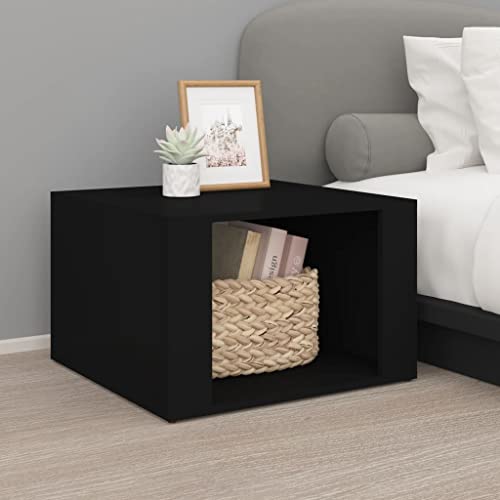 Table de lit basse FANDIAO en bois d'ingénierie meuble de jardin noir table d'appoint 57x55x36cm